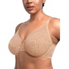 image:imageHSIA Minimizer Bras for Women Enchante Full Coverage Underwire Bras Plus Size Lifting Floral Lace Bra for Heavy BreastAlmond Beige