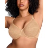 image:imageHSIA Minimizer Bras for Women Enchante Full Coverage Underwire Bras Plus Size Lifting Floral Lace Bra for Heavy BreastBeige