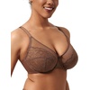 image:imageHSIA Minimizer Bras for Women Enchante Full Coverage Underwire Bras Plus Size Lifting Floral Lace Bra for Heavy BreastCoffee Brown