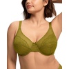 image:imageHSIA Minimizer Bras for Women Enchante Full Coverage Underwire Bras Plus Size Lifting Floral Lace Bra for Heavy BreastMoss