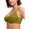 image:imageHSIA Minimizer Bras for Women Enchante Full Coverage Underwire Bras Plus Size Lifting Floral Lace Bra for Heavy BreastMoss