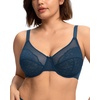 image:imageHSIA Minimizer Bras for Women Enchante Full Coverage Underwire Bras Plus Size Lifting Floral Lace Bra for Heavy BreastOcean