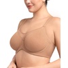 image:imageHSIA Minimizer Bras for Women Plus Size Full Coverage Coolcomfort T Shirt Unlined Bra with Underwire for Heavy BreastDark Beige With Floral Print