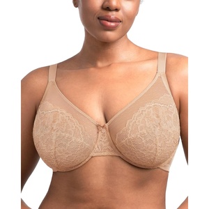 image:imageHSIA Minimizer Bras for Women Enchante Full Coverage Underwire Bras Plus Size Lifting Floral Lace Bra for Heavy BreastAlmond Beige