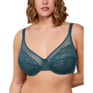image:imageHSIA Minimizer Bras for Women Enchante Full Coverage Underwire Bras Plus Size Lifting Floral Lace Bra for Heavy BreastBalsam Blue