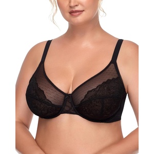 image:imageHSIA Minimizer Bras for Women Enchante Full Coverage Underwire Bras Plus Size Lifting Floral Lace Bra for Heavy BreastBlack