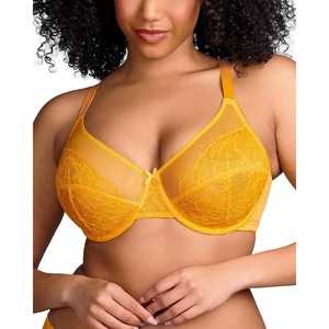 image:imageHSIA Minimizer Bras for Women Enchante Full Coverage Underwire Bras Plus Size Lifting Floral Lace Bra for Heavy BreastCadmium Yellow