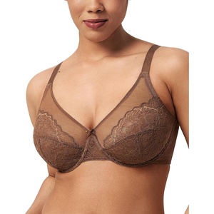 image:imageHSIA Minimizer Bras for Women Enchante Full Coverage Underwire Bras Plus Size Lifting Floral Lace Bra for Heavy BreastCoffee Brown