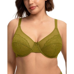 image:imageHSIA Minimizer Bras for Women Enchante Full Coverage Underwire Bras Plus Size Lifting Floral Lace Bra for Heavy BreastMoss