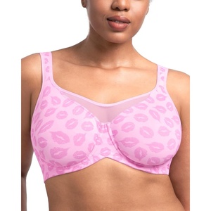 image:imageHSIA Minimizer Bras for Women Plus Size Full Coverage Coolcomfort T Shirt Unlined Bra with Underwire for Heavy BreastBlush Pink Lip Print