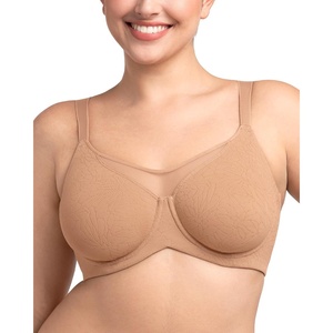 image:imageHSIA Minimizer Bras for Women Plus Size Full Coverage Coolcomfort T Shirt Unlined Bra with Underwire for Heavy BreastDark Beige With Floral Print