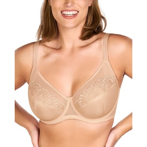 image:imageHSIA Minimizer Bras for Women Plus Size Full Coverage Coolcomfort T Shirt Unlined Bra with Underwire for Heavy BreastLight Beige Pearl Embroidery