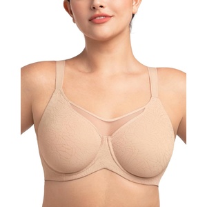 image:imageHSIA Minimizer Bras for Women Plus Size Full Coverage Coolcomfort T Shirt Unlined Bra with Underwire for Heavy BreastLight Beige With Floral Print