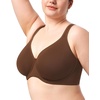 image:imageHSIA Bras for Women Minimizer Full Coverage Plus Size T Shirt Unlined Underwire Smooth Bra Seamless Cups Joan Ultimate SoftCoffee Brown