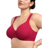 image:imageHSIA Bras for Women Minimizer Full Coverage Plus Size T Shirt Unlined Underwire Smooth Bra Seamless Cups Joan Ultimate SoftCoral Red