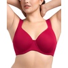 image:imageHSIA Bras for Women Minimizer Full Coverage Plus Size T Shirt Unlined Underwire Smooth Bra Seamless Cups Joan Ultimate SoftCoral Red