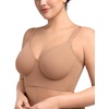 image:imageHSIA Bras for Women Minimizer Full Coverage Seamless Plus Size Longline Unlined Underwire Back Smoothing BraDark Beige