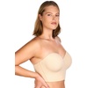 image:imageHSIA Longline Strapless Bra for Women AntiSlip Support Corset for Large Bust Convertible Bustier Bandeau for Big BreastsBeige