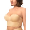 image:imageHSIA Longline Strapless Bra for Women AntiSlip Support Corset for Large Bust Convertible Bustier Bandeau for Big BreastsSatin Beige