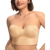 image:imageHSIA Longline Strapless Bra for Women AntiSlip Support Corset for Large Bust Convertible Bustier Bandeau for Big BreastsSatin Beige