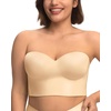 image:imageHSIA Longline Strapless Bra for Women AntiSlip Support Corset for Large Bust Convertible Bustier Bandeau for Big BreastsSatin Nude