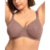image:imageHSIA Minimizer Bra for Women  Full Coverage Seamless Lace Bra Plus Size Underwire Unlined Bra for Heavy BreastDark Brown Purple