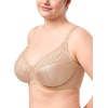 image:imageHSIA Minimizer Bras for Women Full Coverage Embroidered Bras Plus Size Bra for Heavy Breasts Unlined Bra with UnderwireLight Beige
