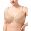 image:imageHSIA Minimizer Bras for Women Full Coverage Embroidered Bras Plus Size Bra for Heavy Breasts Unlined Bra with UnderwireLight Beige