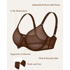 image:imageHSIA Minimizer Bras for Women Full Coverage Underwire Unlined Mesh Plus Size Convertible Bra for Big BustedCoffee Brown
