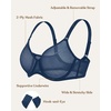 image:imageHSIA Minimizer Bras for Women Full Coverage Underwire Unlined Mesh Plus Size Convertible Bra for Big BustedOcean