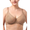 image:imageHSIA Minimizer Bras for Women Large Bust Full Coverage Lace Plus Size Bra  Mermaid ScalesBeige Brown