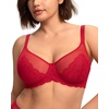 image:imageHSIA Minimizer Bras for Women Large Bust Full Coverage Lace Plus Size Bra  Mermaid ScalesCoral Red