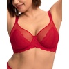 image:imageHSIA Minimizer Bras for Women Large Bust Full Coverage Lace Plus Size Bra  Mermaid ScalesCoral Red