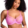 image:imageHSIA Minimizer Bras for Women Large Bust Full Coverage Lace Plus Size Bra  Mermaid ScalesMedium Pink