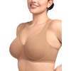 image:imageHSIA Minimizer Bras for Women Plus Size Full Coverage Unlined T Shirt Bra Seamless Underwire Cool Comfort Daily BrasDark Beige01
