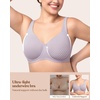 image:imageHSIA Minimizer Bras for Women Plus Size Full Coverage Unlined T Shirt Bra Seamless Underwire Cool Comfort Daily BrasGrey Purple