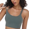 image:imageHSIA Sports Bras for Women Strappy Criss Cross Back Medium Support Yoga Crop Top with Removable Padded CupArmy Green