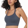 image:imageHSIA Sports Bras for Women Strappy Criss Cross Back Medium Support Yoga Crop Top with Removable Padded CupDark Grey