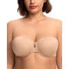 image:imageHSIA Strapless Bras for Women Longline Corset for Large Bust Plus Size Supportive Bustier Minimizer Convertible BandeauAlmond Beige