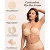 image:imageHSIA Strapless Bras for Women Longline Corset for Large Bust Plus Size Supportive Bustier Minimizer Convertible BandeauBeige Tone