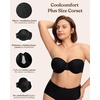image:imageHSIA Strapless Bras for Women Longline Corset for Large Bust Plus Size Supportive Bustier Minimizer Convertible BandeauBlack Tone