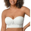 image:imageHSIA Strapless Bras for Women Longline Corset for Large Bust Plus Size Supportive Bustier Minimizer Convertible BandeauLace White Style