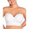 image:imageHSIA Strapless Bras for Women Longline Corset for Large Bust Plus Size Supportive Bustier Minimizer Convertible BandeauWhite Classic