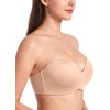 image:imageHSIA Strapless Bras for Women Push Up Seamless Underwire Padded Balconette Demi Convertible Bra for Small BustsAlmond Beige