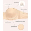 image:imageHSIA Strapless Bras for Women Push Up Seamless Underwire Padded Balconette Demi Convertible Bra for Small BustsBeige