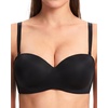 image:imageHSIA Strapless Bras for Women Push Up Seamless Underwire Padded Balconette Demi Convertible Bra for Small BustsBlack