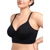 image:imageHSIA Womens Minimizer Bra Full Coverage Plus Size TShirt Longline Smooth Seamless Unlined Bra Underwire Corset Black 38DD