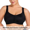 image:imageHSIA Womens Posture Minimizer Bra  Front Closure Bra for Women No Underwire Back Support Plus Size Full Coverage BraBlack
