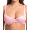 image:imageHSIA Balconette Bras for Women Underwire Unlined Demi Elodie Cloudsoft Half Cup Satin BrasPure Pink