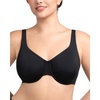 image:imageHSIA Minimizer Bras for Women Plus Size Full Coverage Unlined T Shirt Bra Seamless Underwire Cool Comfort Daily BrasDark Black